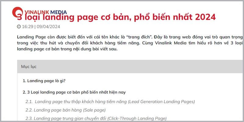 Content dạng list